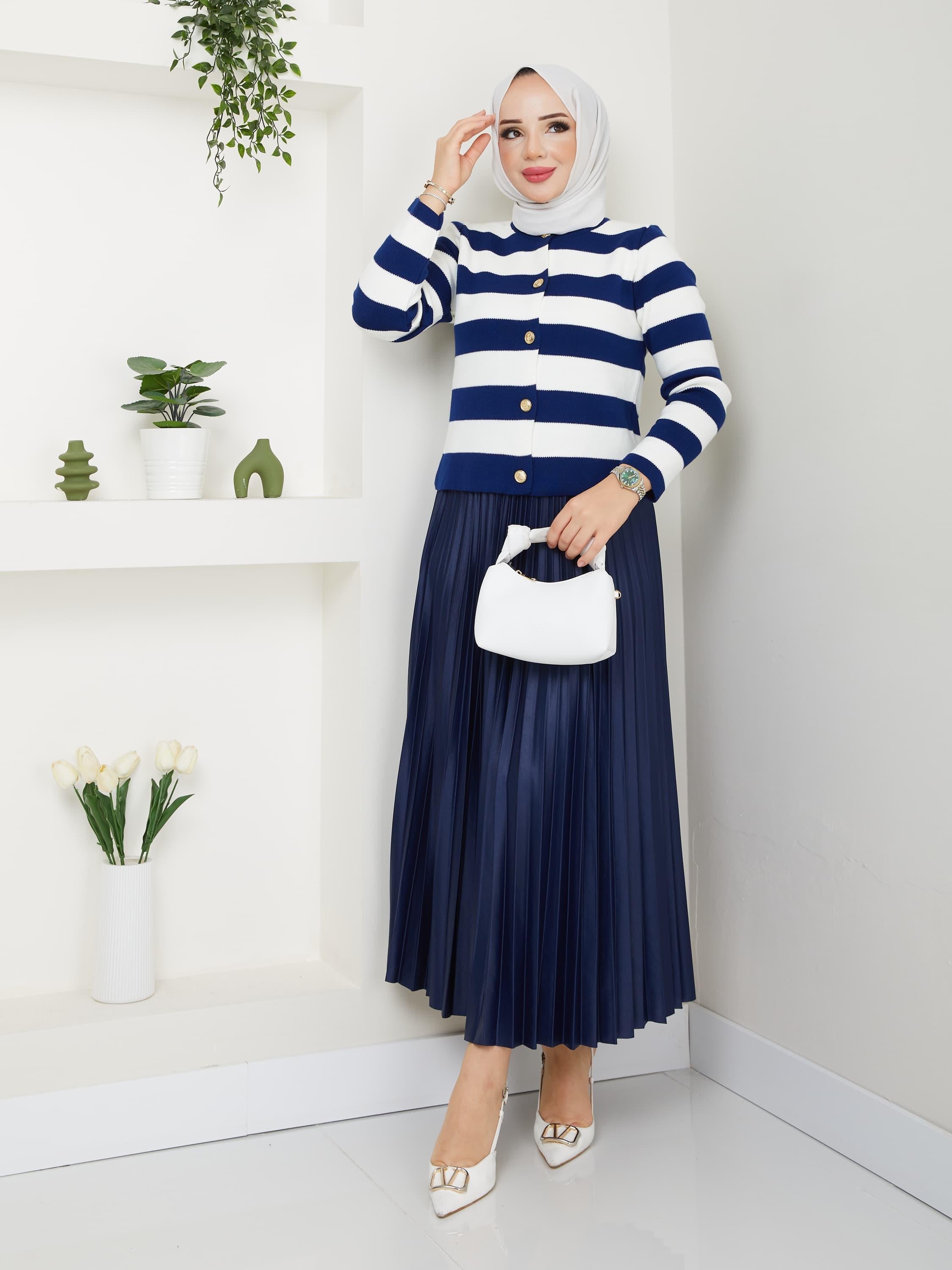 STANDART BEDEN ÇİZGİLİ TİRİKO HIRKA-remabutik