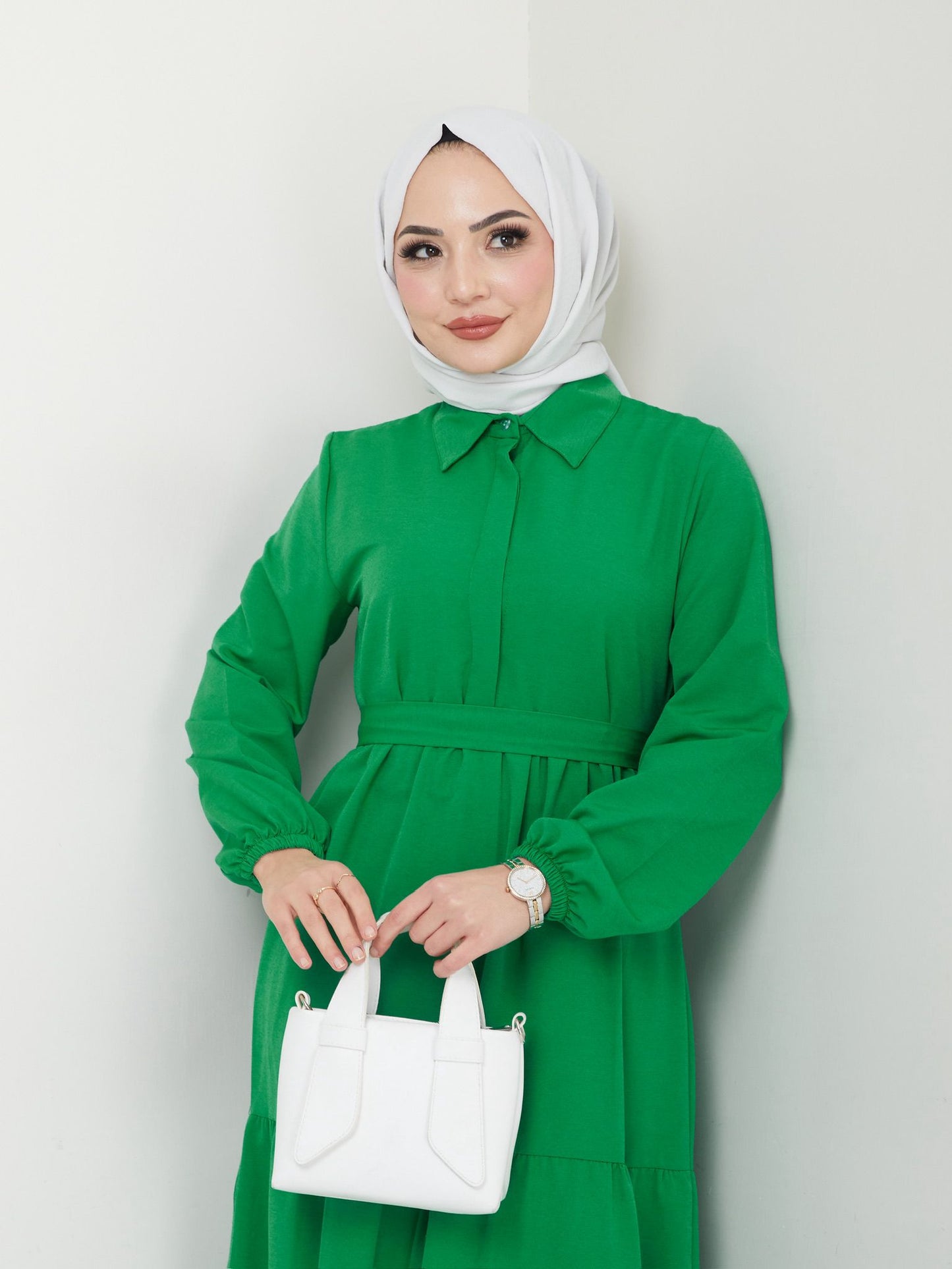 Terikoton Kuşaklı Elbise - Rema Butik