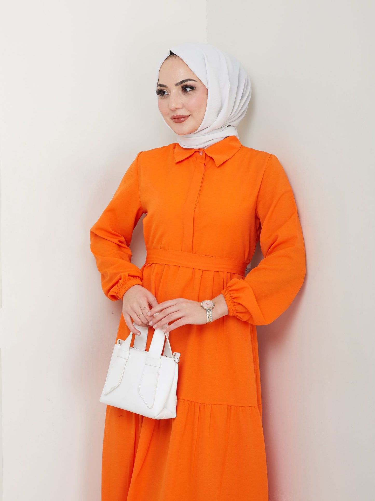 Terikoton Kuşaklı Elbise - Rema Butik