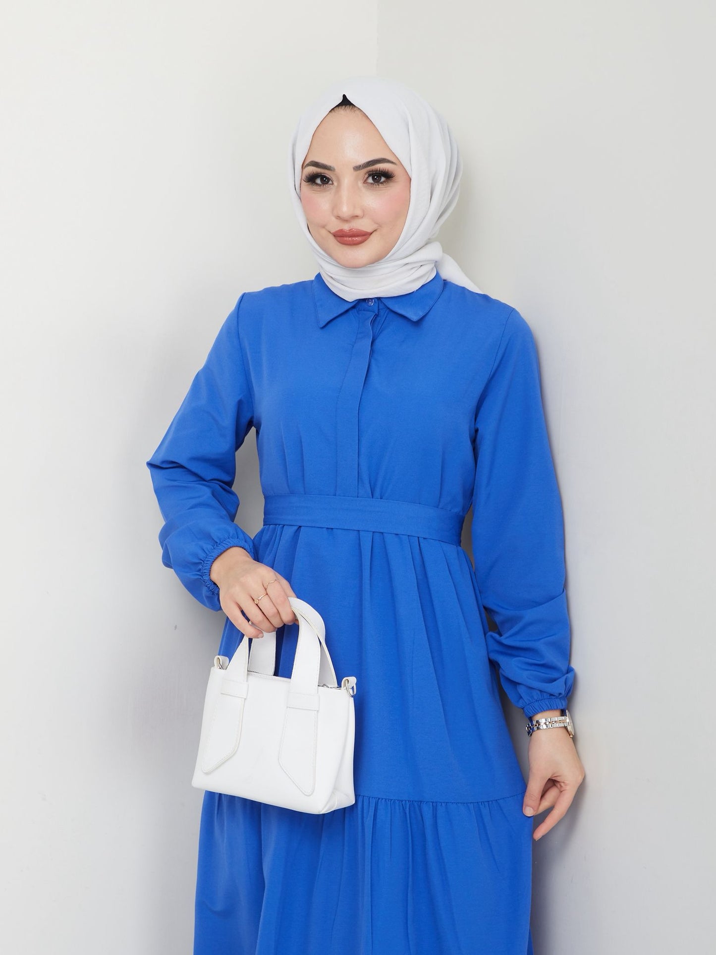 Terikoton Kuşaklı Elbise - Rema Butik