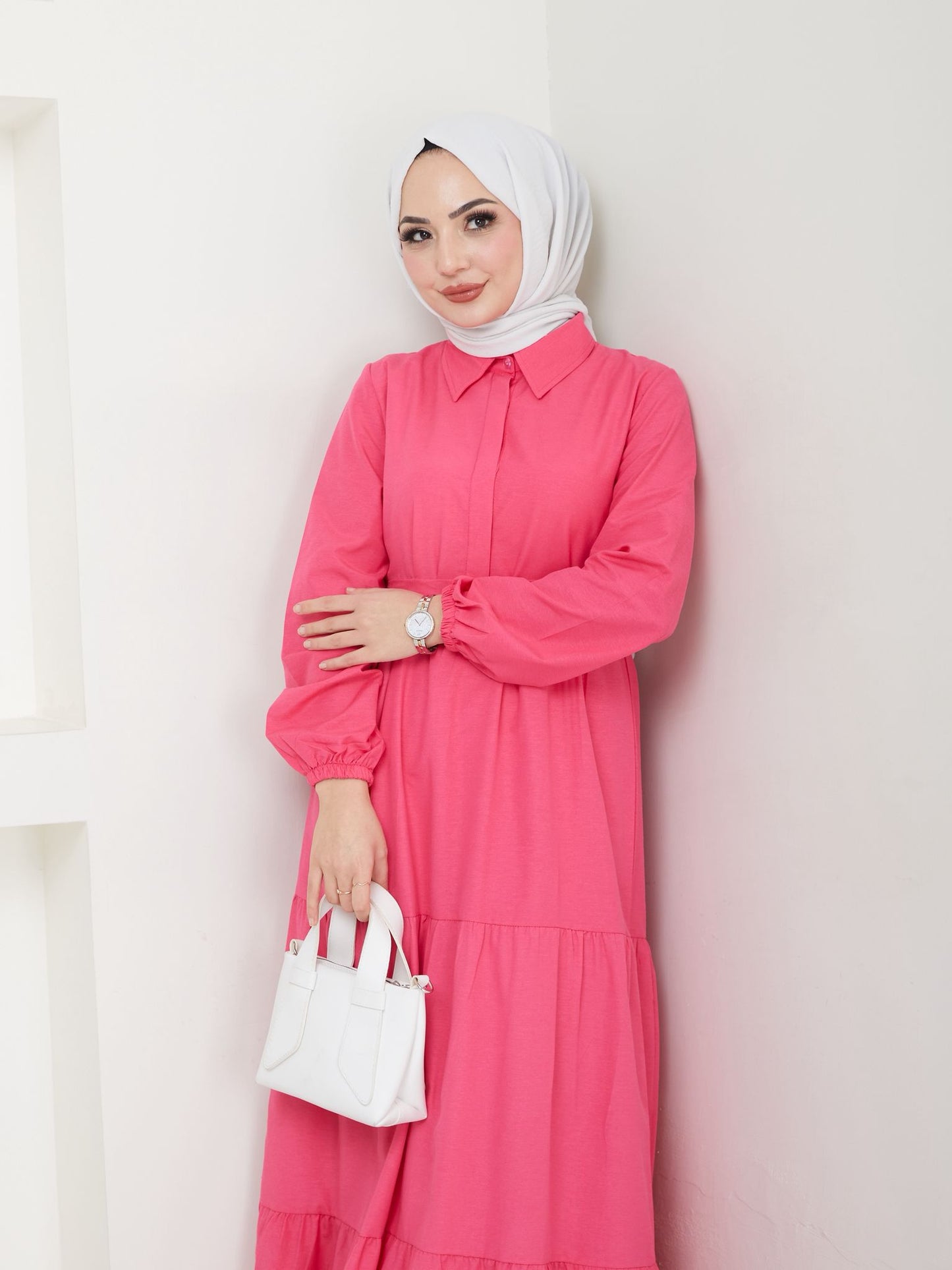 Terikoton Kuşaklı Elbise - Rema Butik