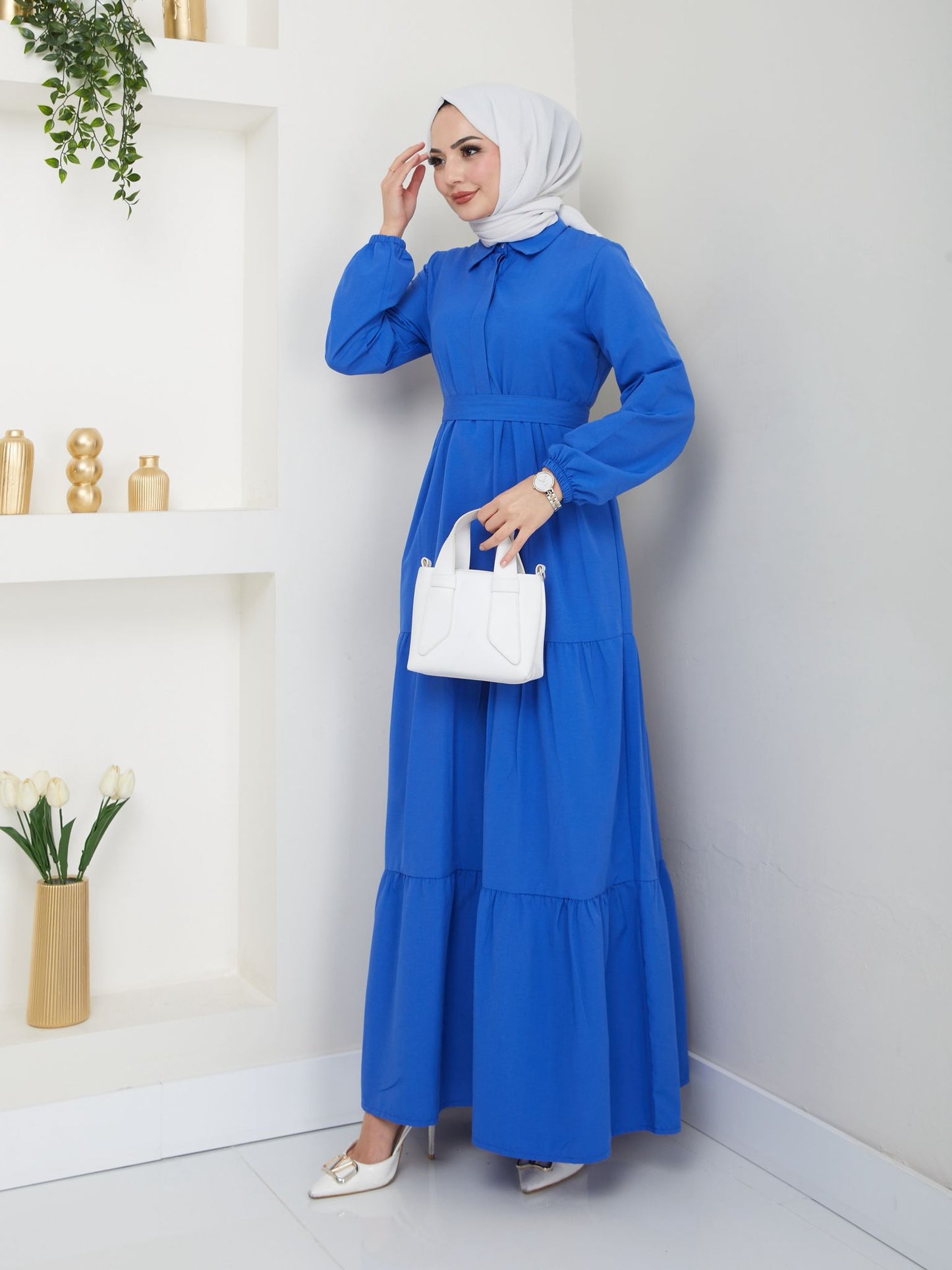 Terikoton Kuşaklı Elbise - Rema Butik