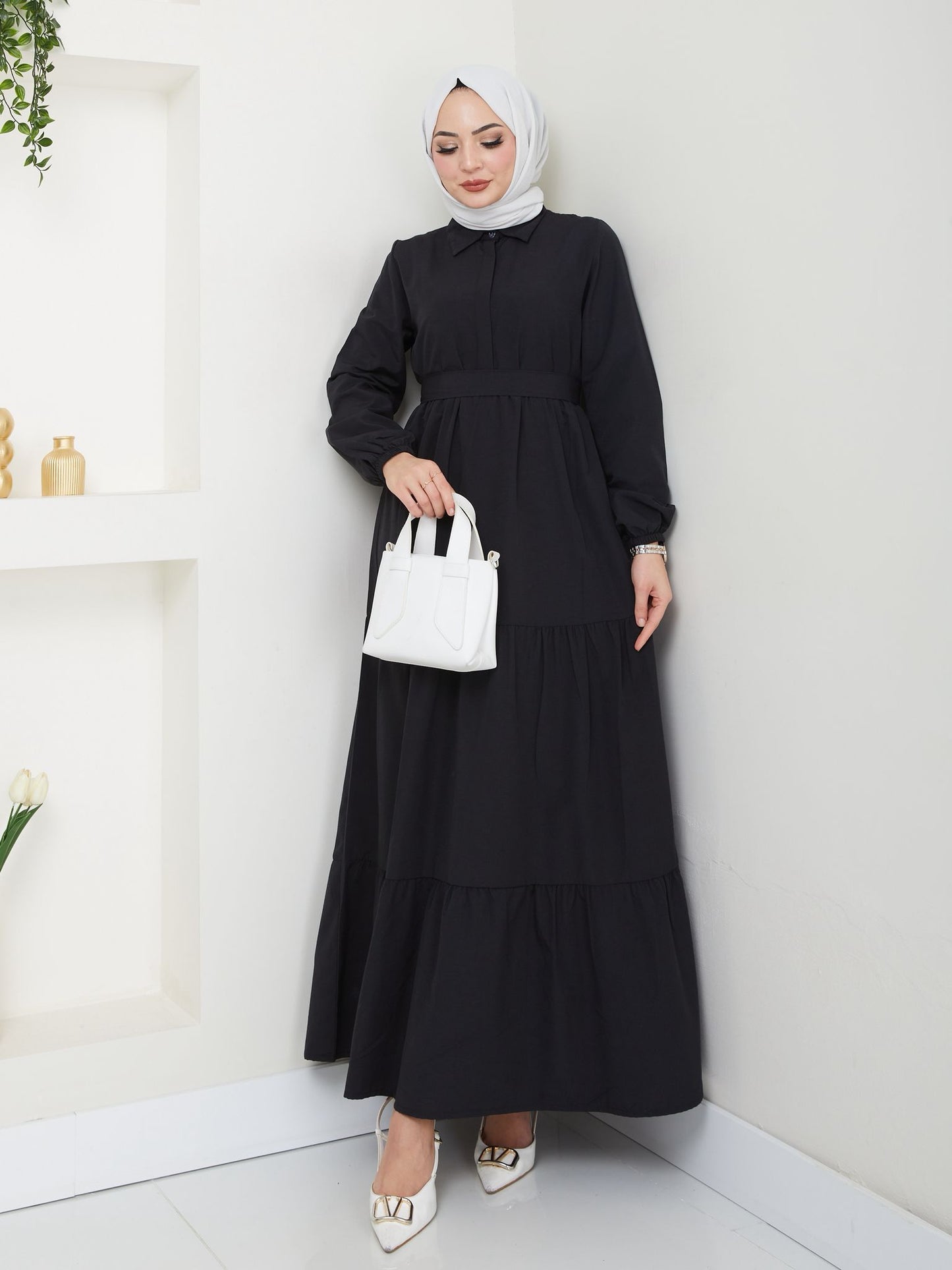 Terikoton Kuşaklı Elbise - Rema Butik
