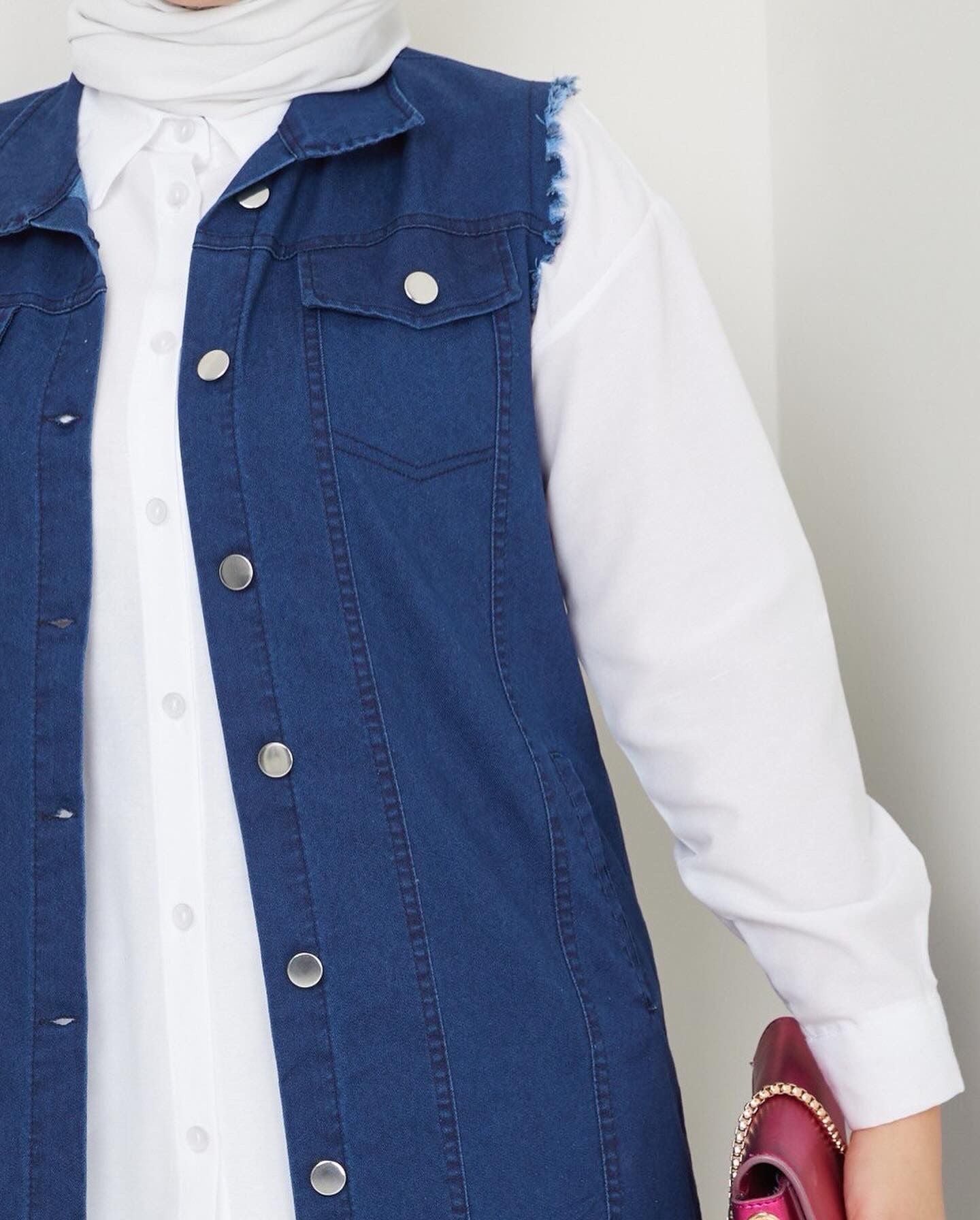 Likralı Yumuşak İnce Kot Yelek - Rema Butik