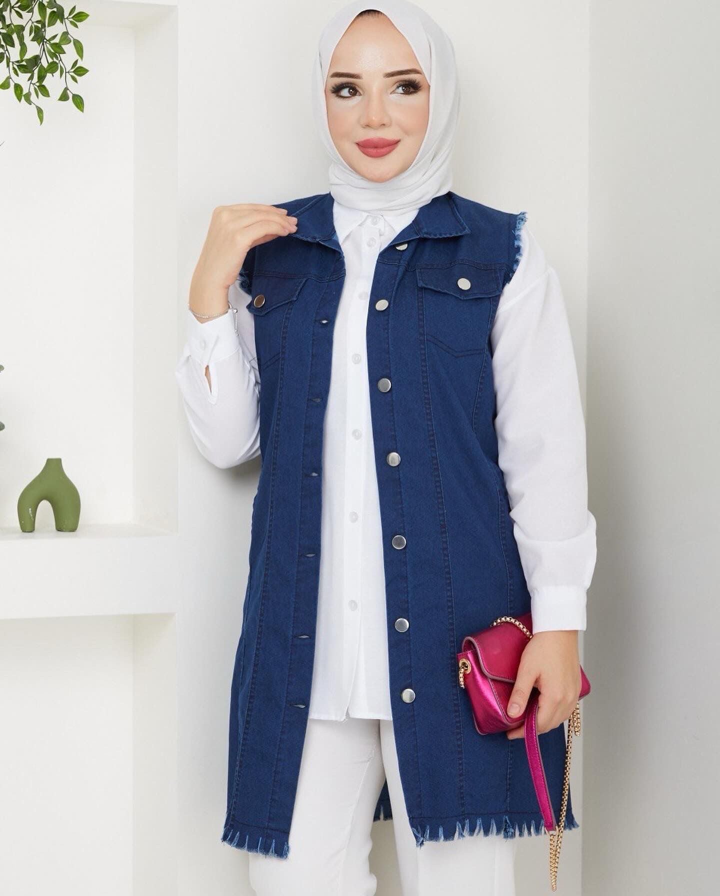 Likralı Yumuşak İnce Kot Yelek - Rema Butik