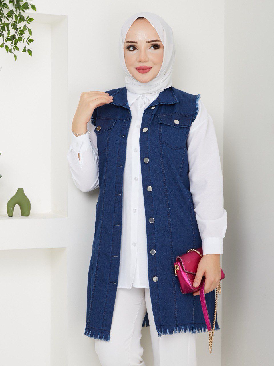 Likralı Yumuşak İnce Kot Yelek - Rema Butik