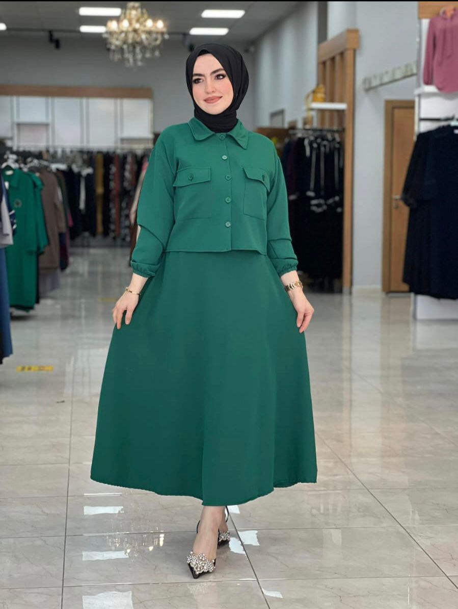 Hürrem Etekli Takım (Kumaş Gömlek & Etek) - Rema Butik