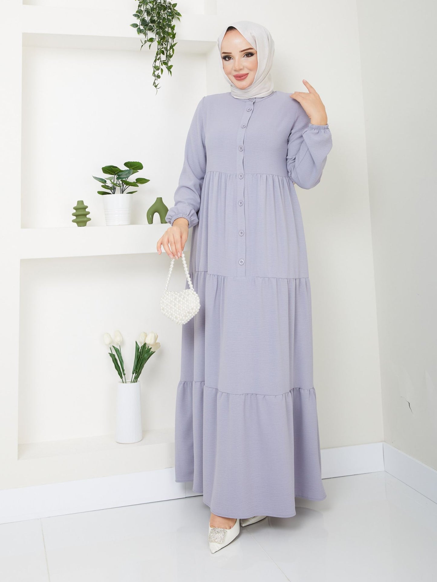 Tam Boy Mevlana Elbise İthal Ayrobin Kumaş - Rema Butik