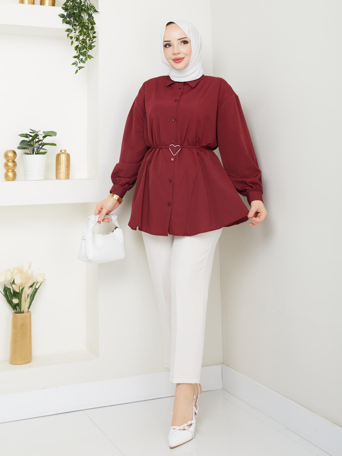 Kalp Tokalı Gömlek Terikoton Kumaş - Rema Butik