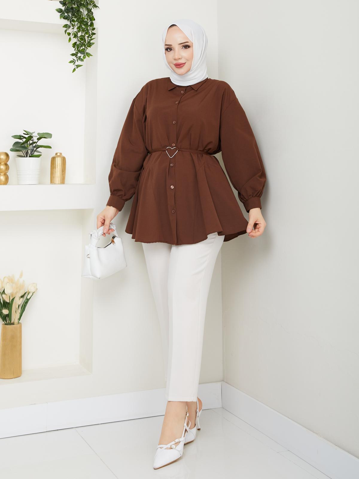 Kalp Tokalı Gömlek Terikoton Kumaş - Rema Butik