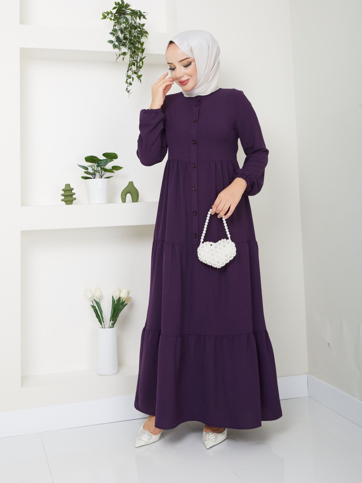 Tam Boy Mevlana Elbise İthal Ayrobin Kumaş - Rema Butik