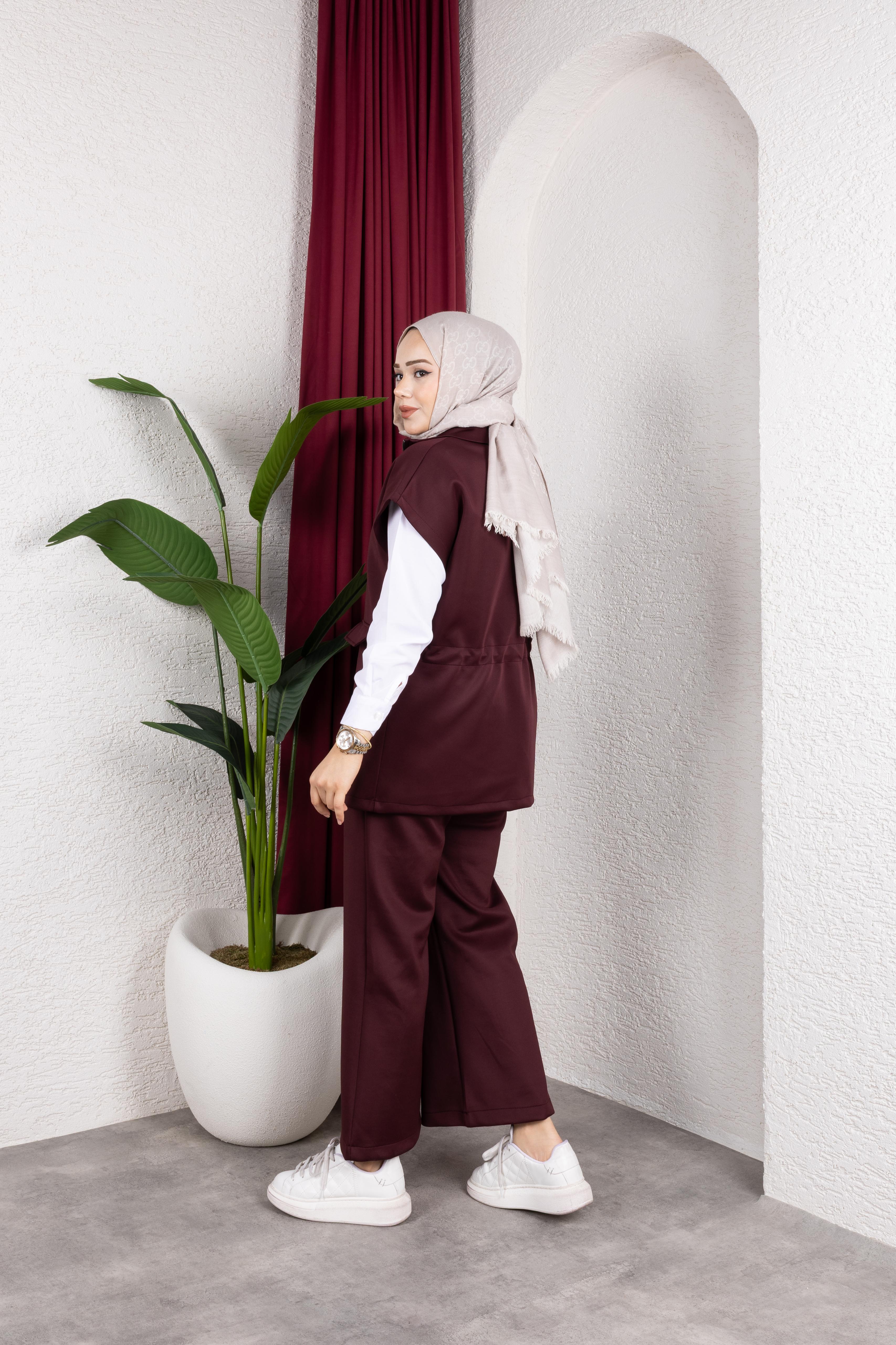 KADIN YELEKLİ BELDEN BAĞCIKLI KIRIŞMAYA DAYANIKLI  SCUBA KUMAŞ 3'LÜ TAKIM-remabutik