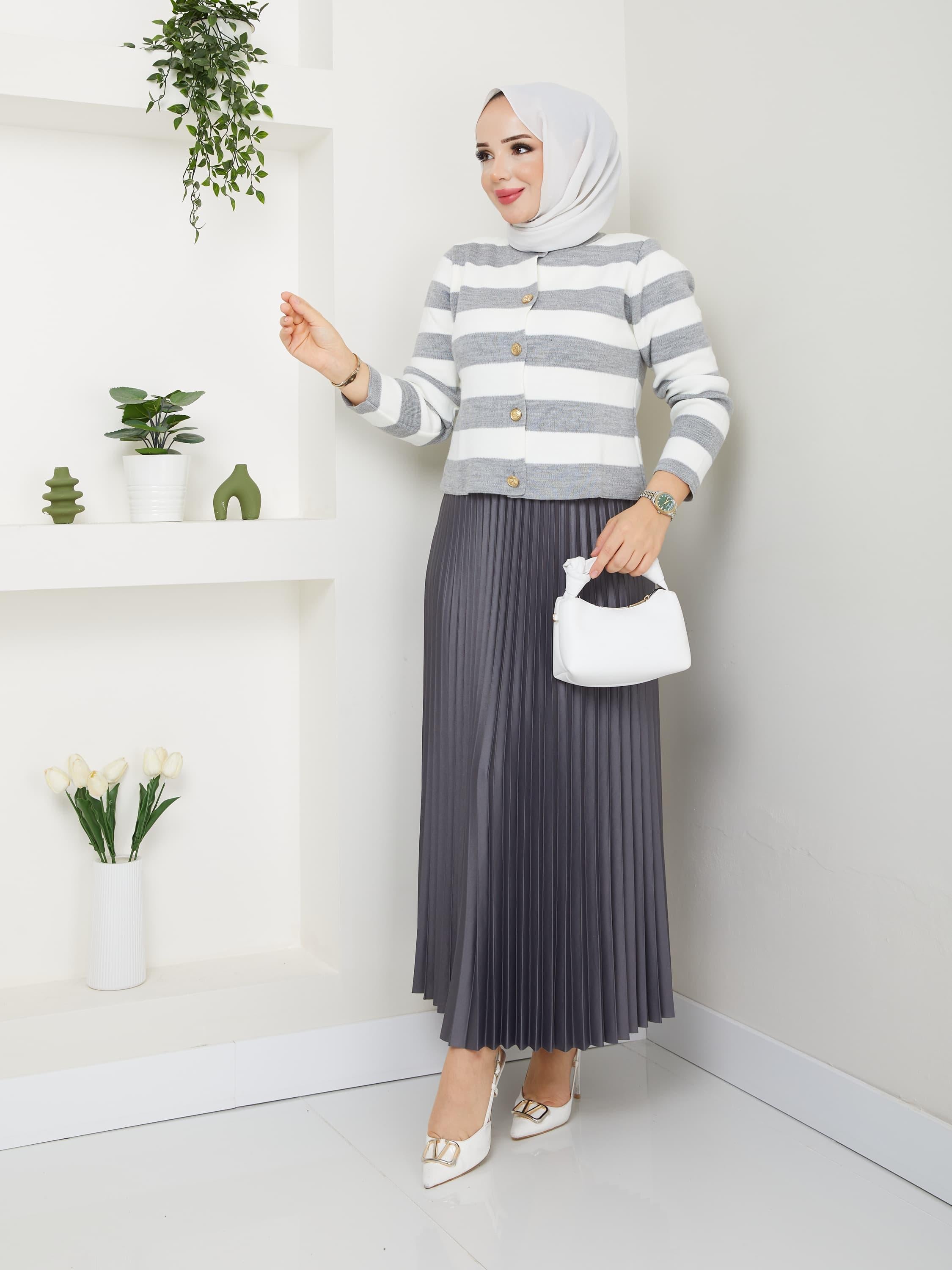 STANDART BEDEN ÇİZGİLİ TİRİKO HIRKA-remabutik