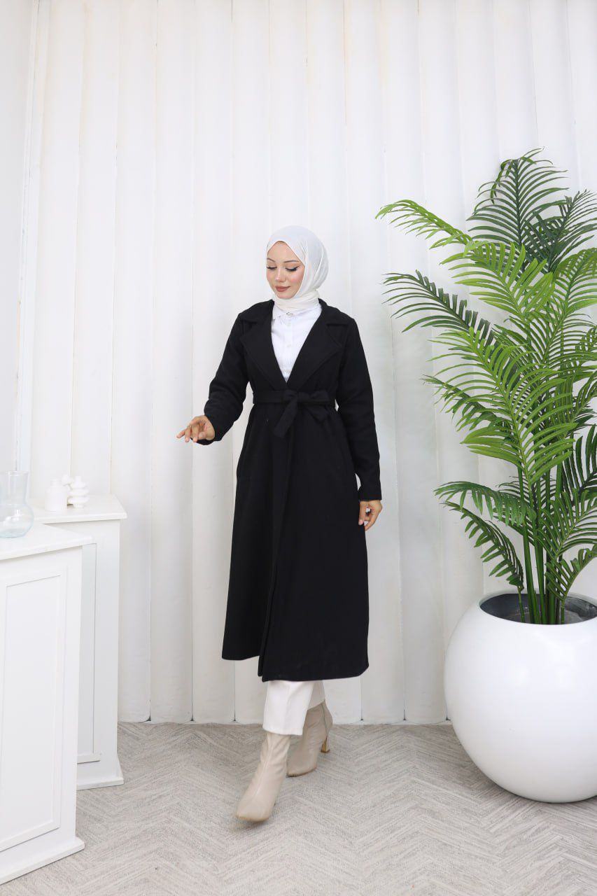 CEPLİ İÇİ ASTARLI KUŞAKLI UZUN KAŞE KABAN-remabutik