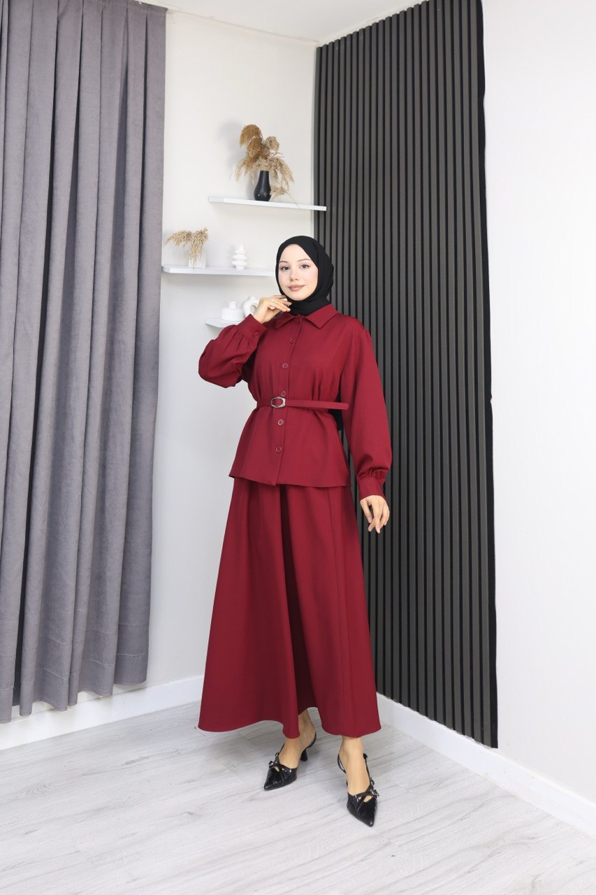 KAPLAMA KEMER DETAYLI ETEKLİ İKİLİ TAKIM