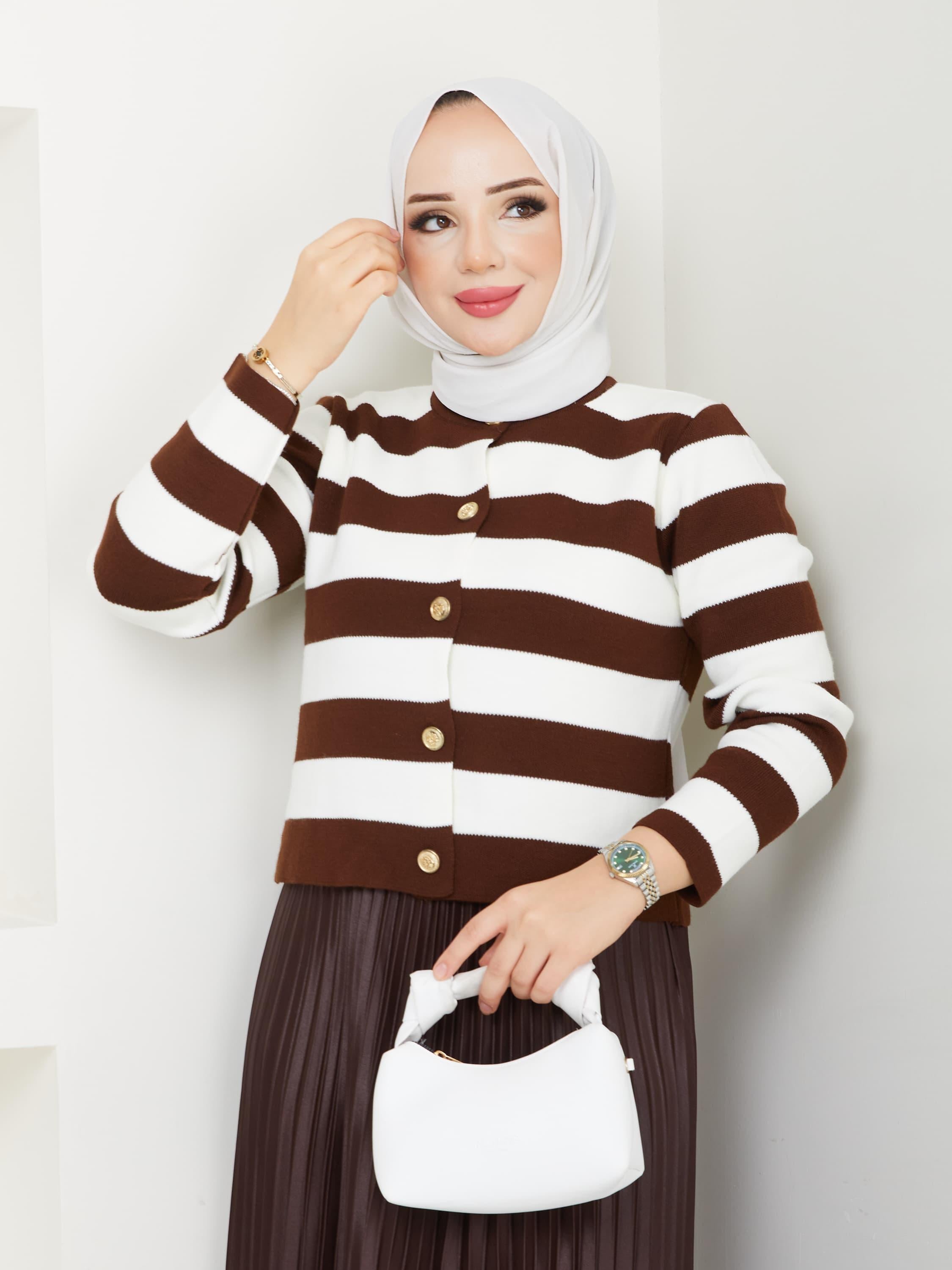 STANDART BEDEN ÇİZGİLİ TİRİKO HIRKA-remabutik