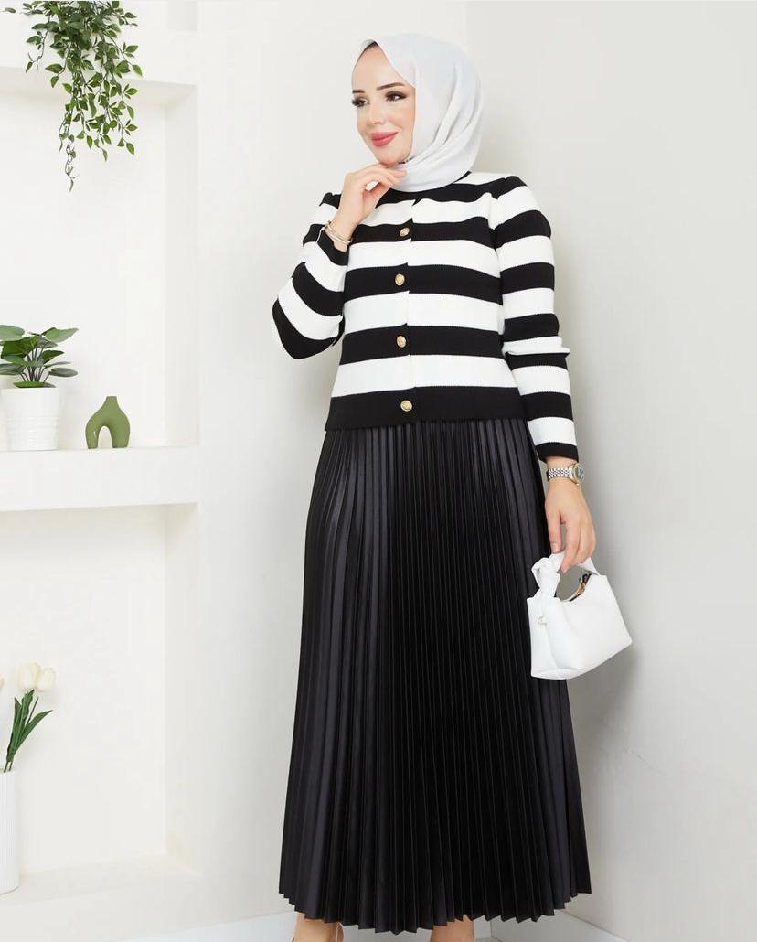 STANDART BEDEN ÇİZGİLİ TİRİKO HIRKA-remabutik