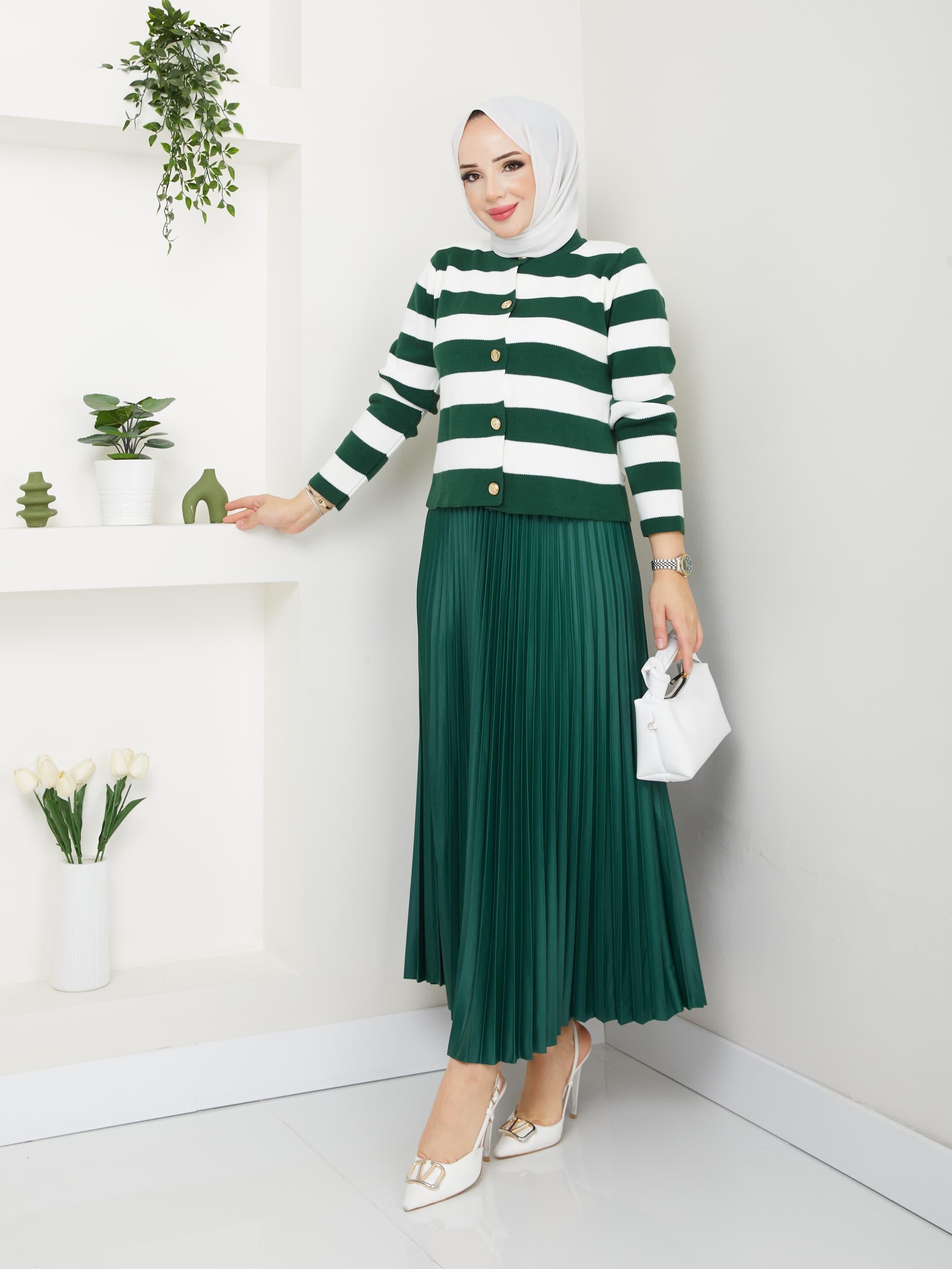 STANDART BEDEN ÇİZGİLİ TİRİKO HIRKA-remabutik