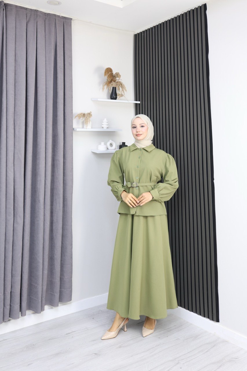 KAPLAMA KEMER DETAYLI ETEKLİ İKİLİ TAKIM