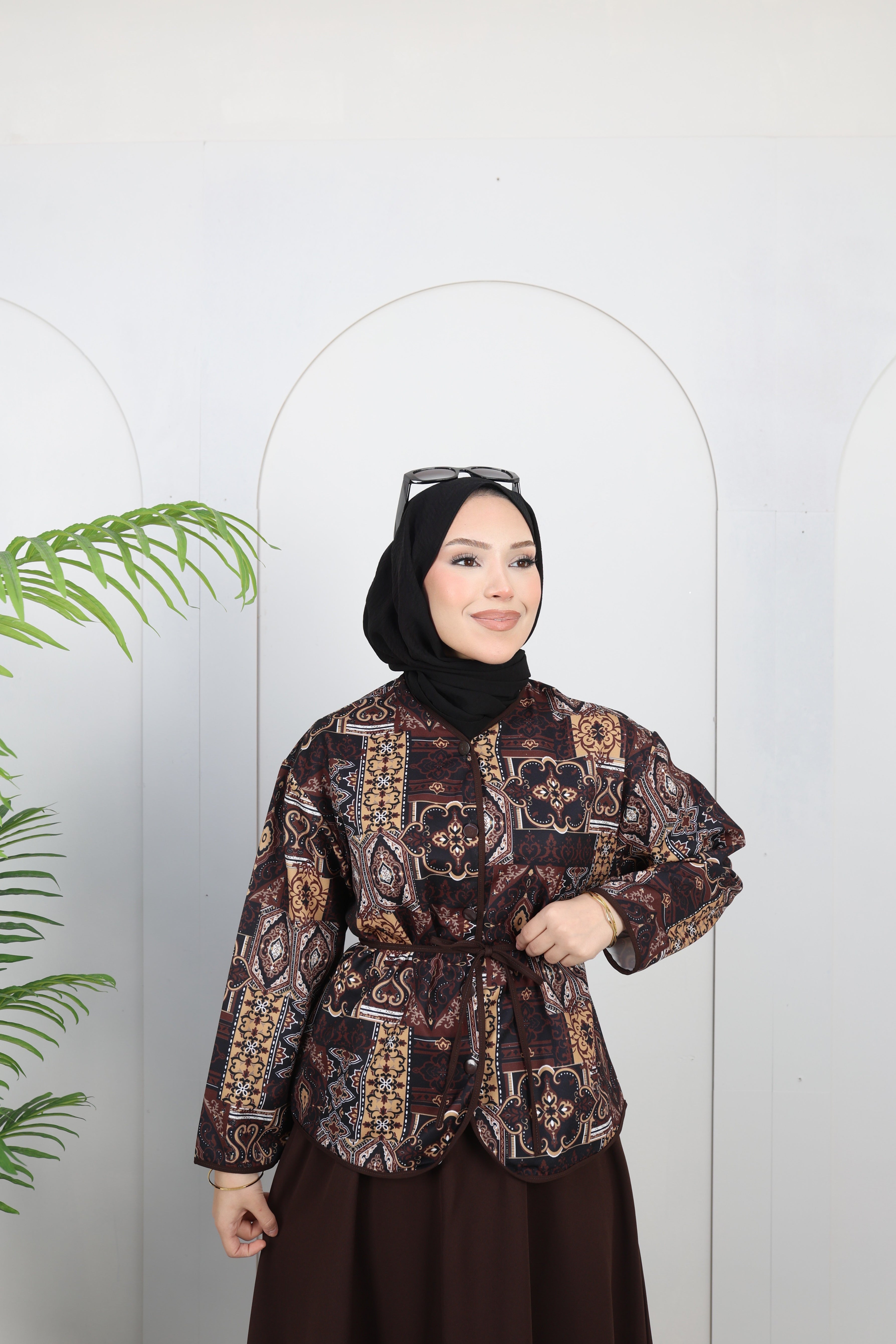 Double Kumaş Dijital Etekli Şık Takım