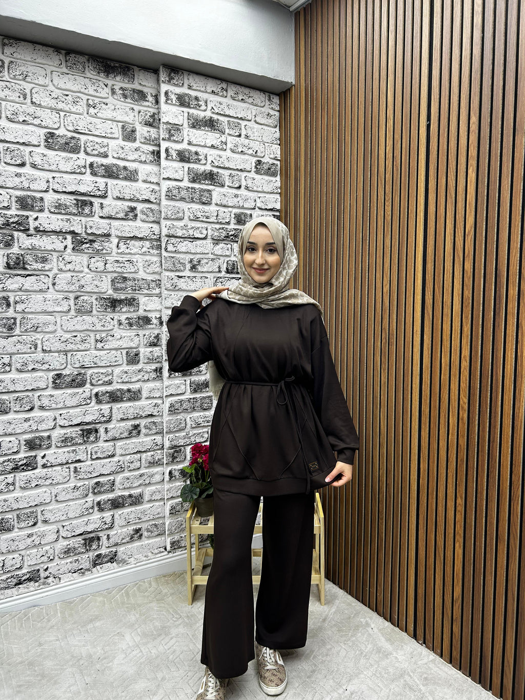 KADIN OYŞHO KUMAŞ KİBRİT ÇIMA DETAYLI PANTOLONLU İKİLİ TAKIM-remabutik