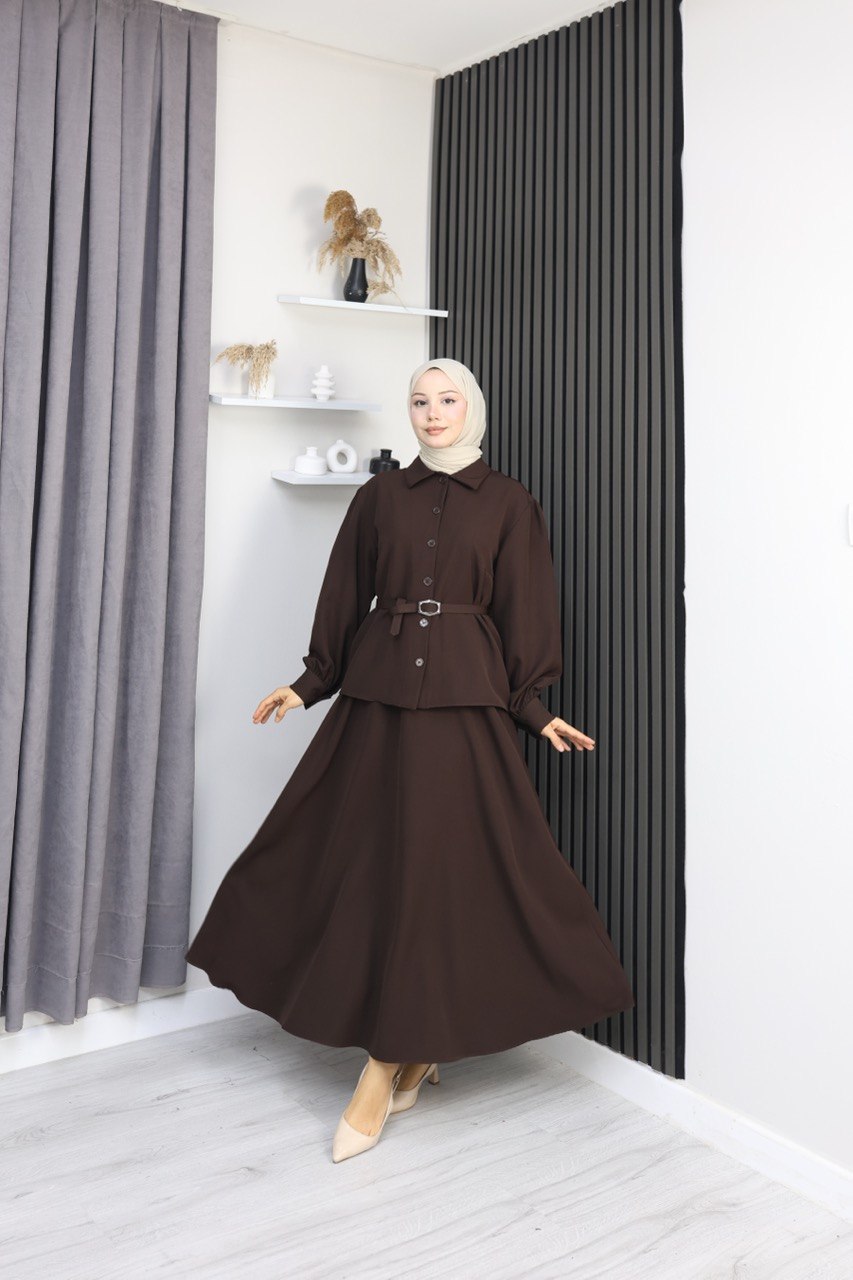 KAPLAMA KEMER DETAYLI ETEKLİ İKİLİ TAKIM