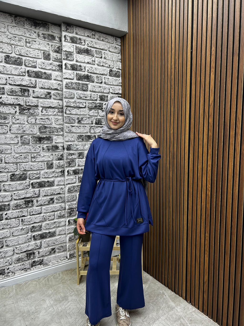 KADIN OYŞHO KUMAŞ KİBRİT ÇIMA DETAYLI PANTOLONLU İKİLİ TAKIM-remabutik