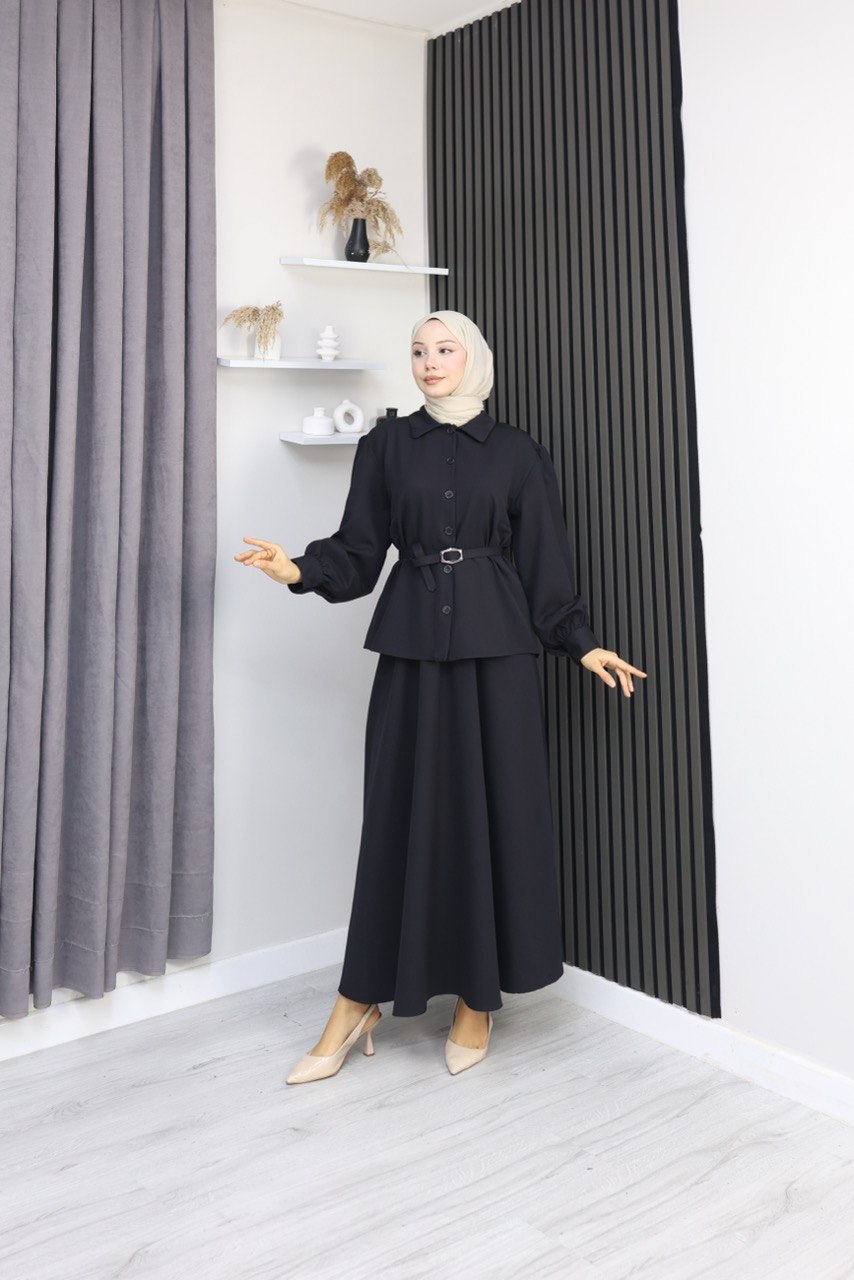 KAPLAMA KEMER DETAYLI ETEKLİ İKİLİ TAKIM