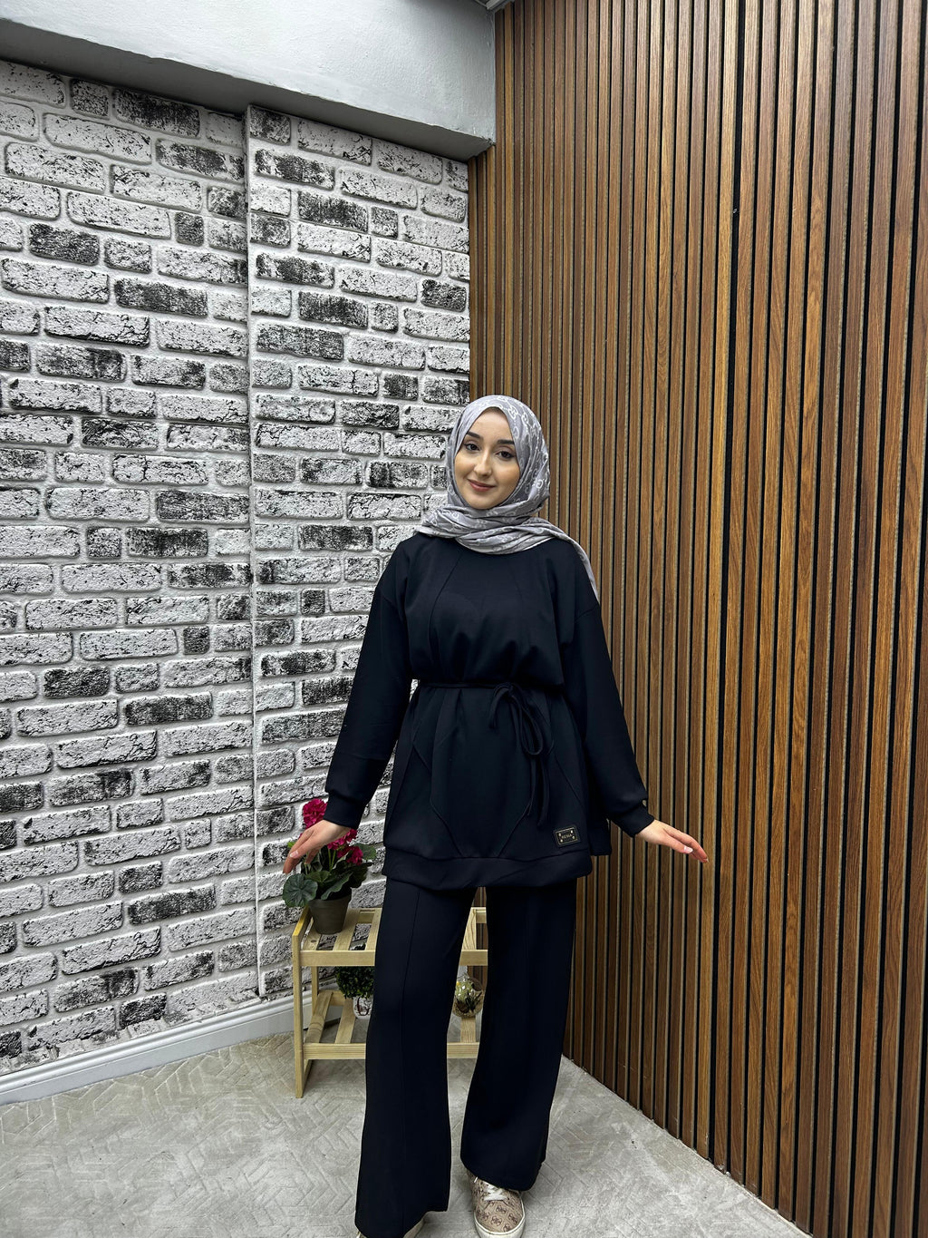 KADIN OYŞHO KUMAŞ KİBRİT ÇIMA DETAYLI PANTOLONLU İKİLİ TAKIM-remabutik