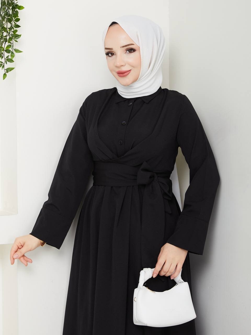 SABİT KUŞAKLI ÇİLEK ELBİSE