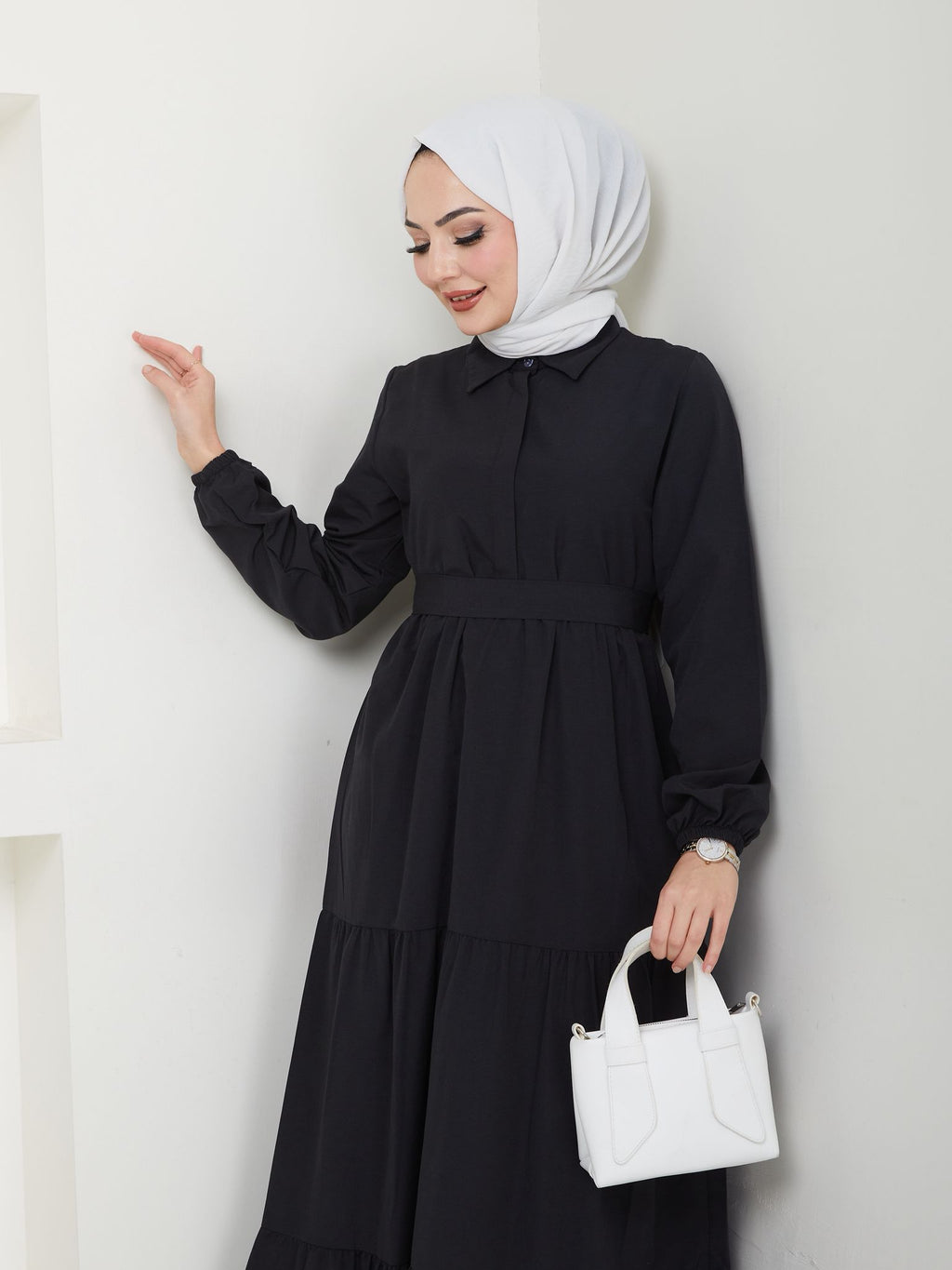 Terikoton Kuşaklı Elbise - Rema Butik