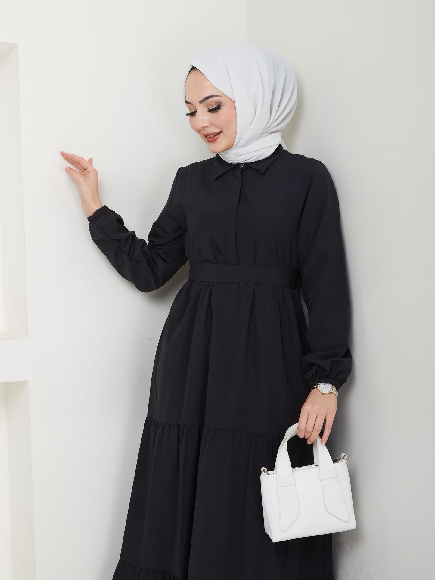 Terikoton Kuşaklı Elbise - Rema Butik
