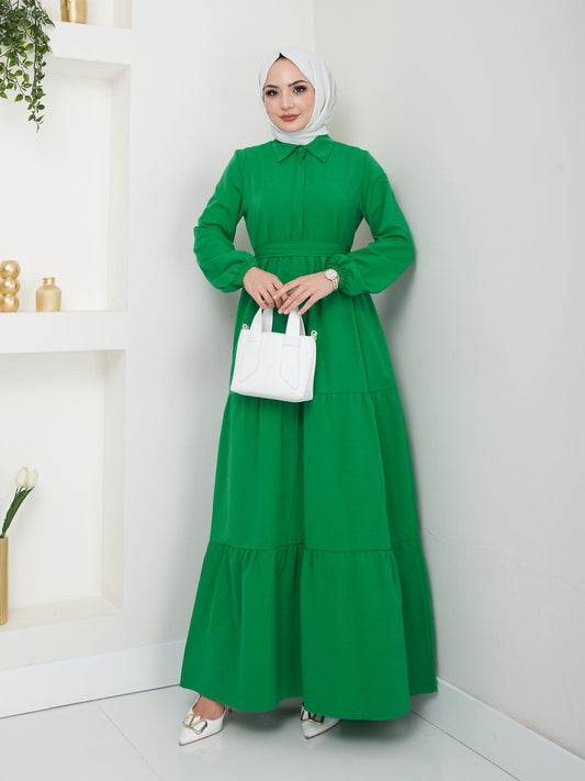 Terikoton Kuşaklı Elbise - Rema Butik