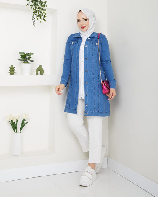 Likralı Yumuşak İnce Kot Ceket - Rema Butik