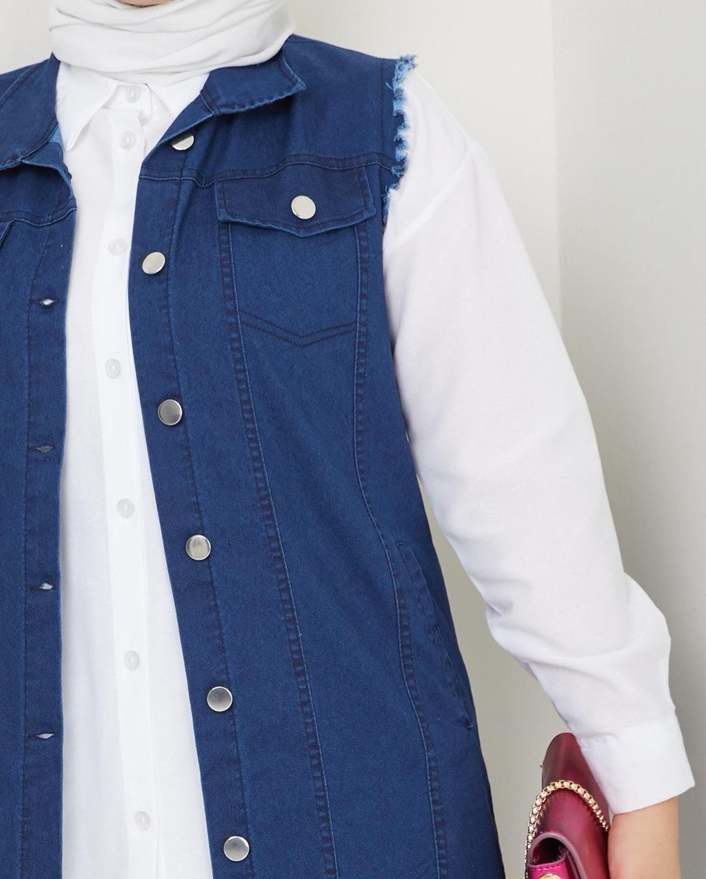 Likralı Yumuşak İnce Kot Yelek - Rema Butik