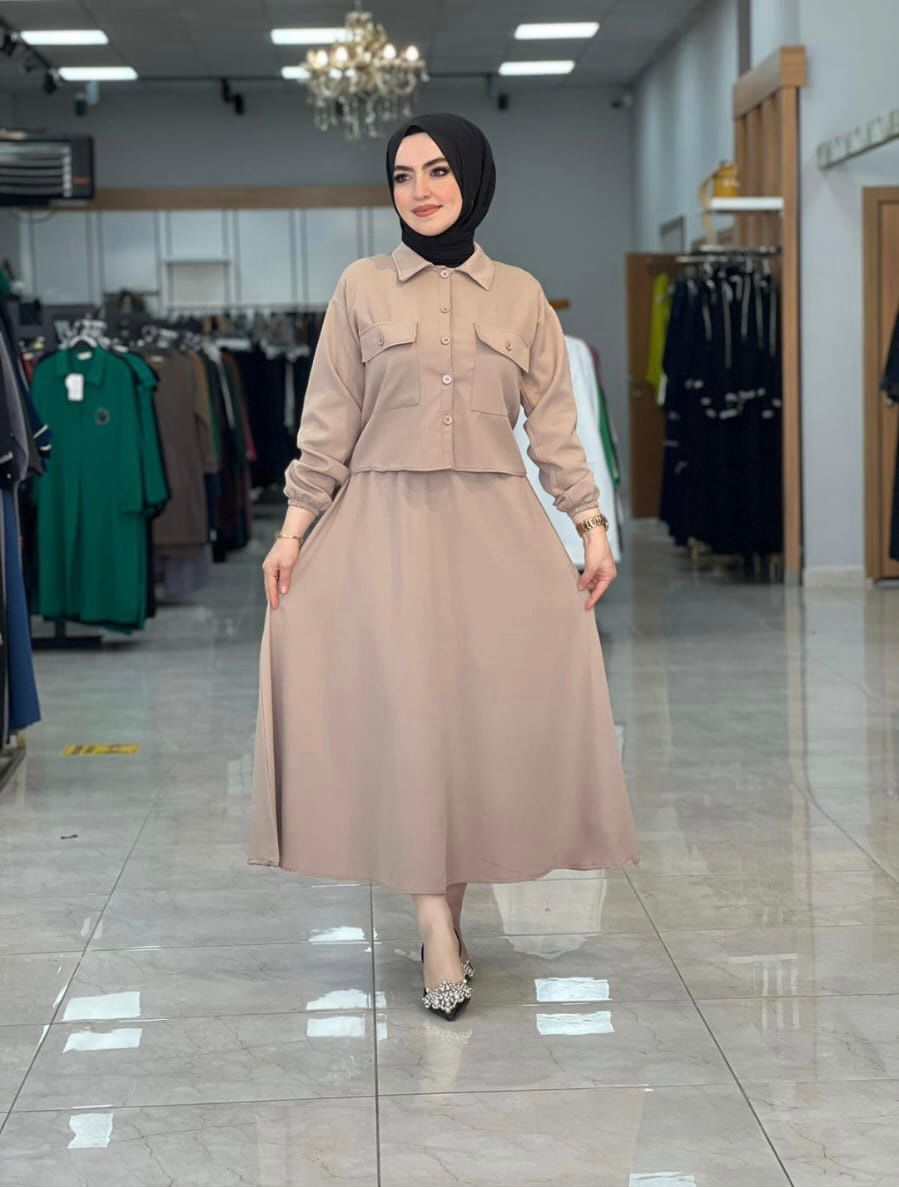 Hürrem Etekli Takım (Kumaş Gömlek & Etek) - Rema Butik