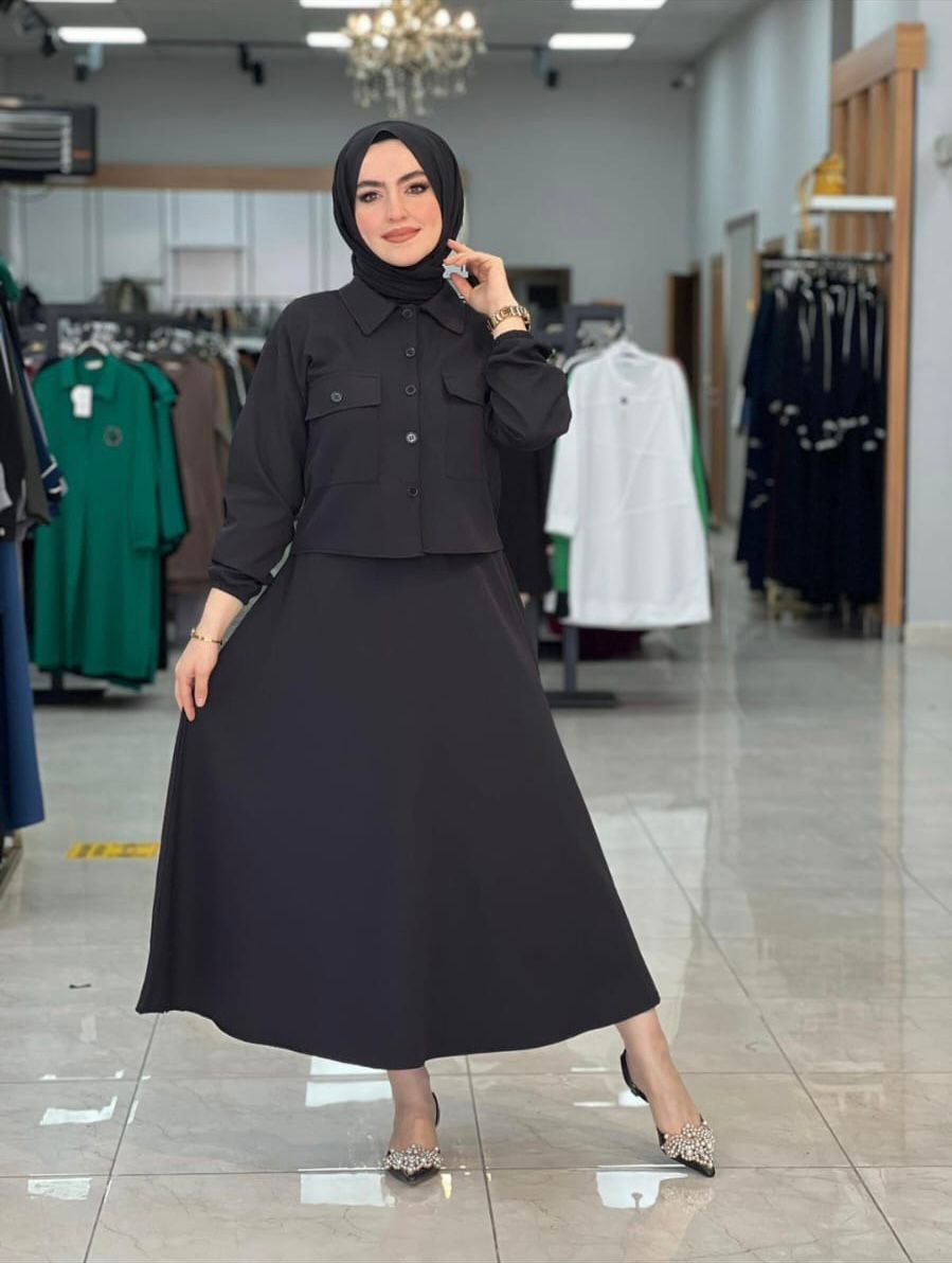 Hürrem Etekli Takım (Kumaş Gömlek & Etek) - Rema Butik