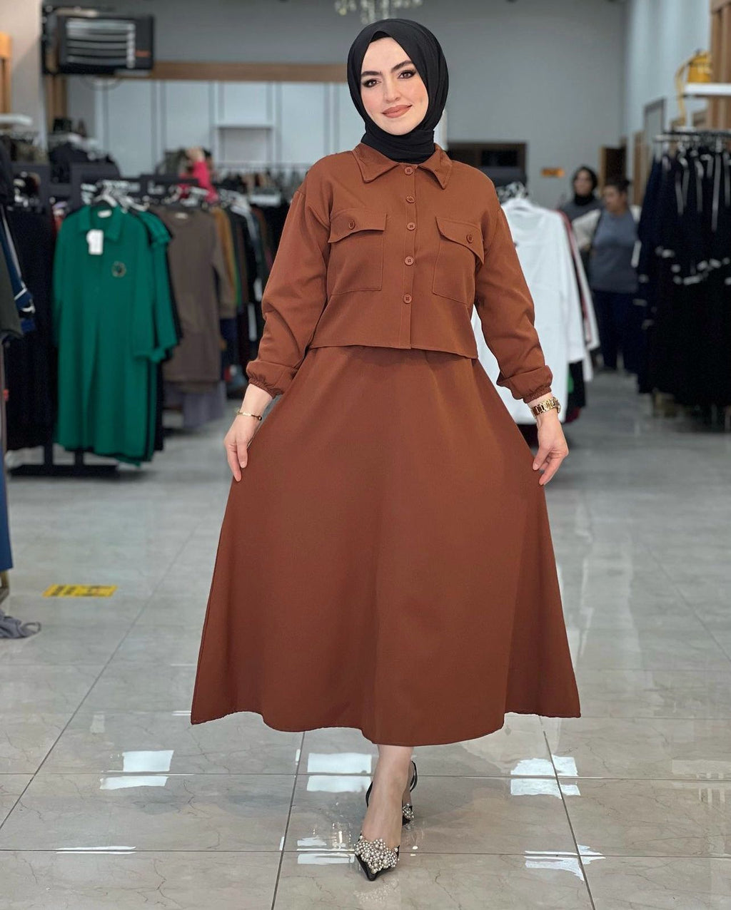 Hürrem Etekli Takım (Kumaş Gömlek & Etek) - Rema Butik