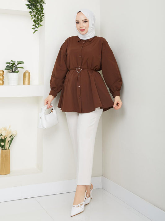 Kalp Tokalı Gömlek Terikoton Kumaş - Rema Butik