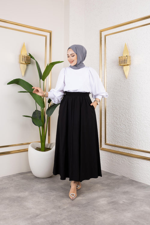 CEP DETAYLI ÇİLEK KUMAŞ ETEK-remabutik