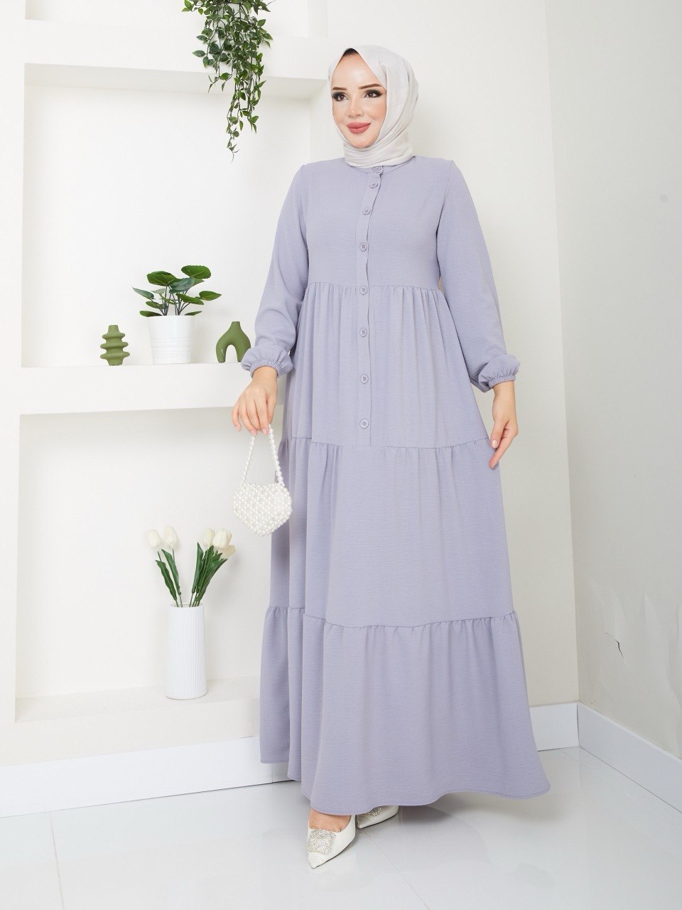 İTHAL AYROBİN KUMAŞ TAM BOY MEVLANA ELBİSE