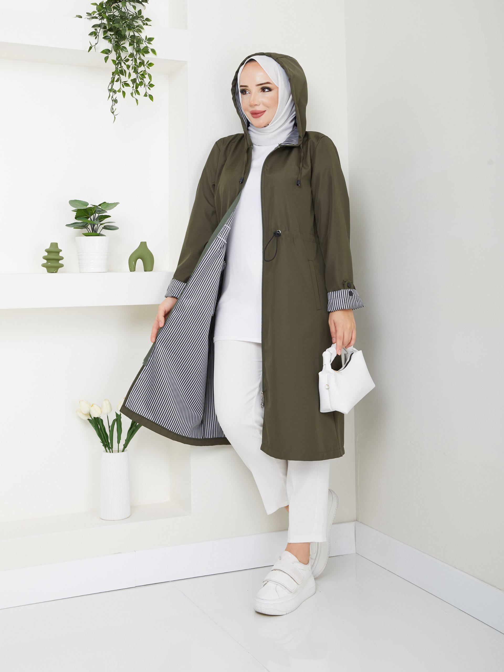 ÇİZGİLİ MEVSİMLİK TRENÇKOT-remabutik
