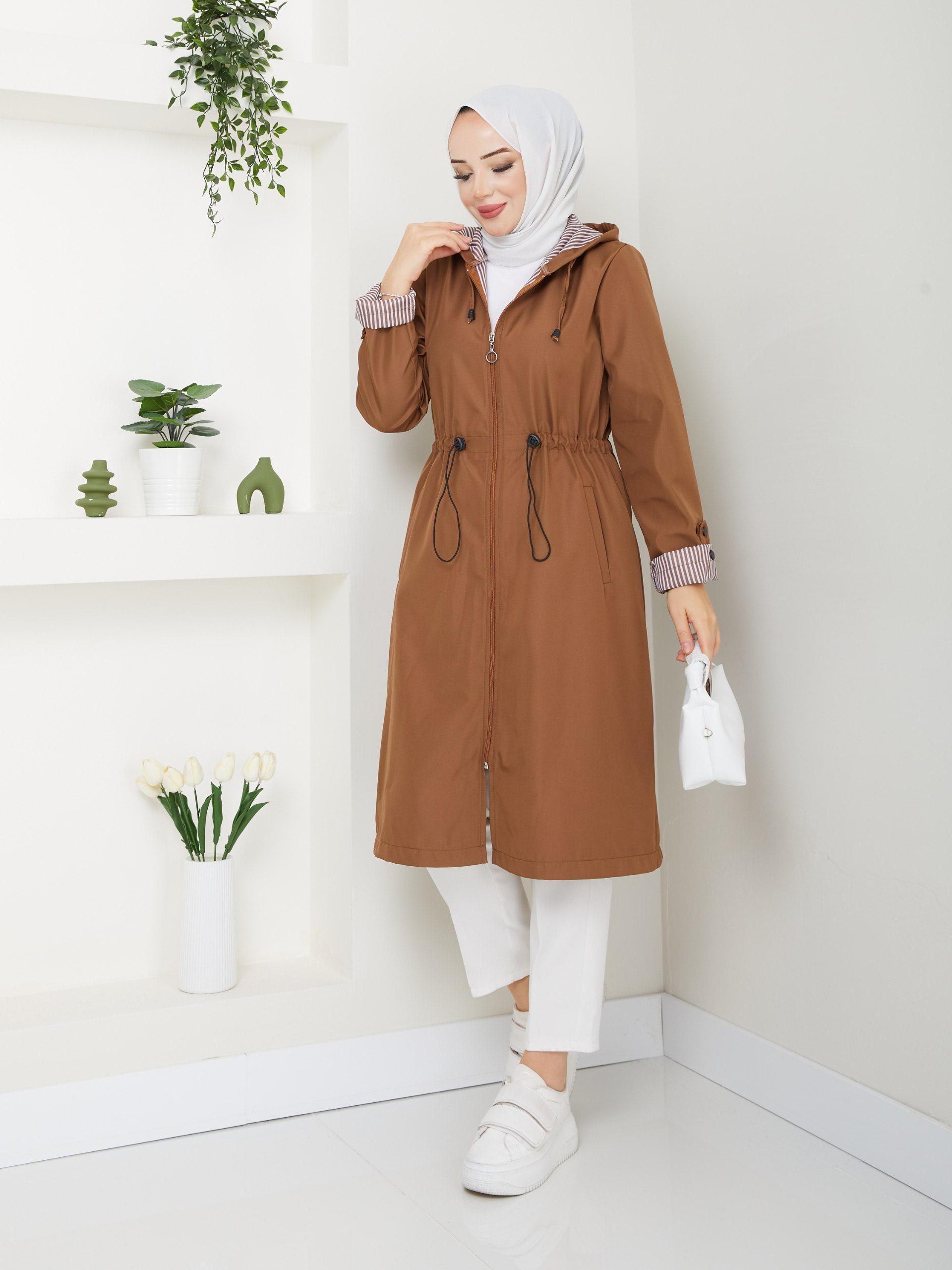 ÇİZGİLİ MEVSİMLİK TRENÇKOT-remabutik