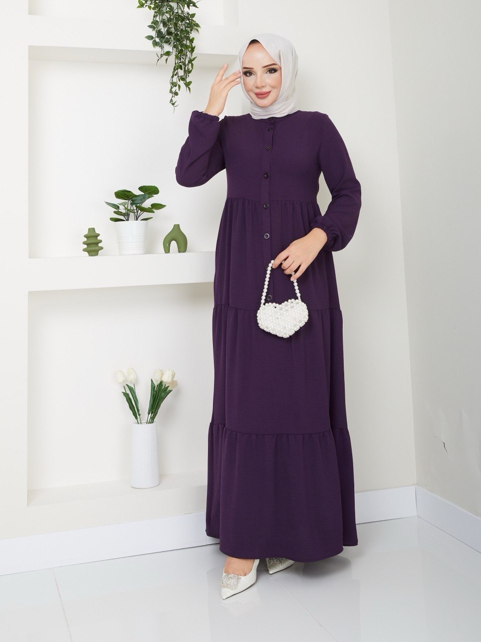 İTHAL AYROBİN KUMAŞ TAM BOY MEVLANA ELBİSE