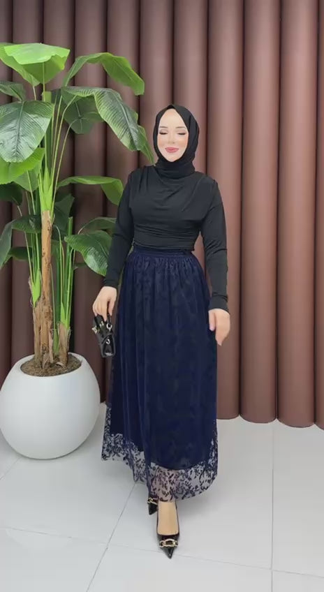 SANDY İKİLİ FLOK DESEN  ETEKLİ TAKIM
