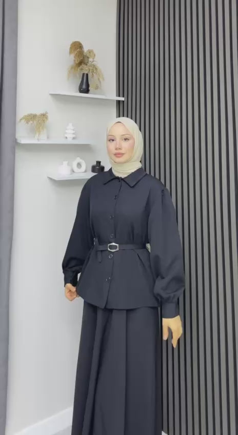 KAPLAMA KEMER DETAYLI ETEKLİ İKİLİ TAKIM