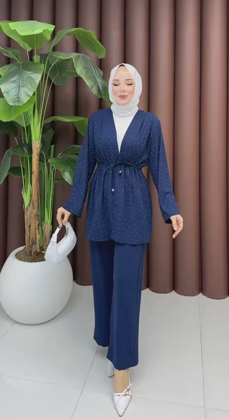 KİMONO TAŞLI PANTOLONLU İKİLİ TAKIM