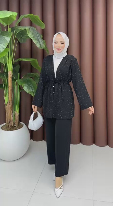 KİMONO TAŞLI PANTOLONLU İKİLİ TAKIM