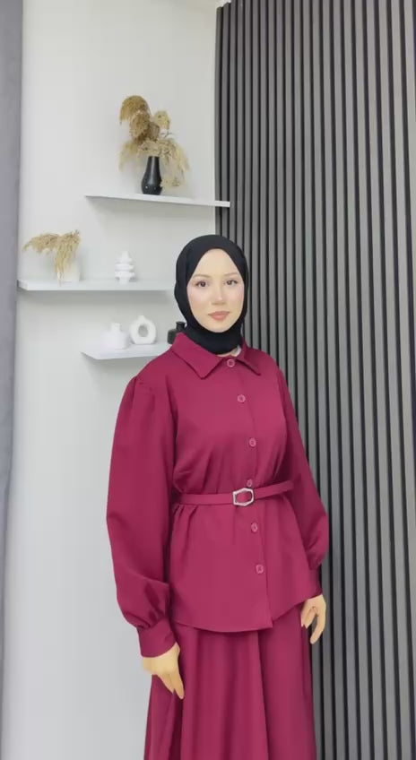 KAPLAMA KEMER DETAYLI ETEKLİ İKİLİ TAKIM