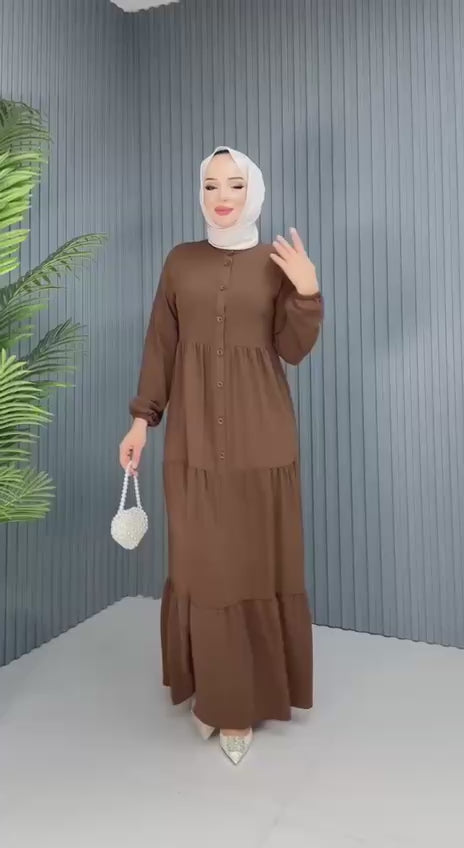 İTHAL AYROBİN KUMAŞ TAM BOY MEVLANA ELBİSE